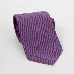 Brooks Brothers Makers Purple Blue Stripe Silk Blend Mens Necktie Tie Ties Y2K